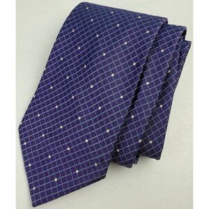 BROOKS BROTHERS‎ Purple w/ Blue Grid Pattern and White Dots 100 % Silk Necktie